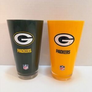Green Bay Packers NFL Duckhouse Sports Plastic Pint Set 2 Tumbler Beer Drinkware